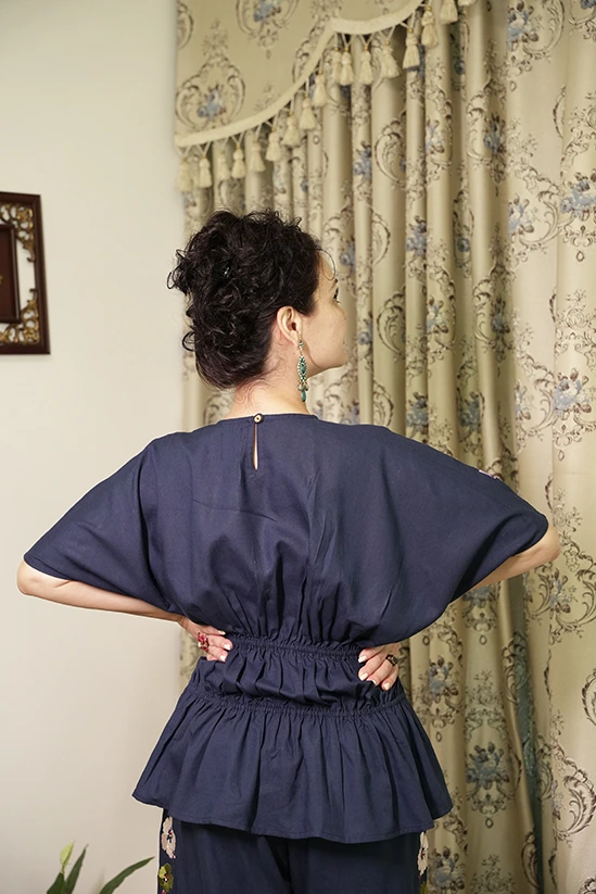 Navy Blue Tulip Top Front